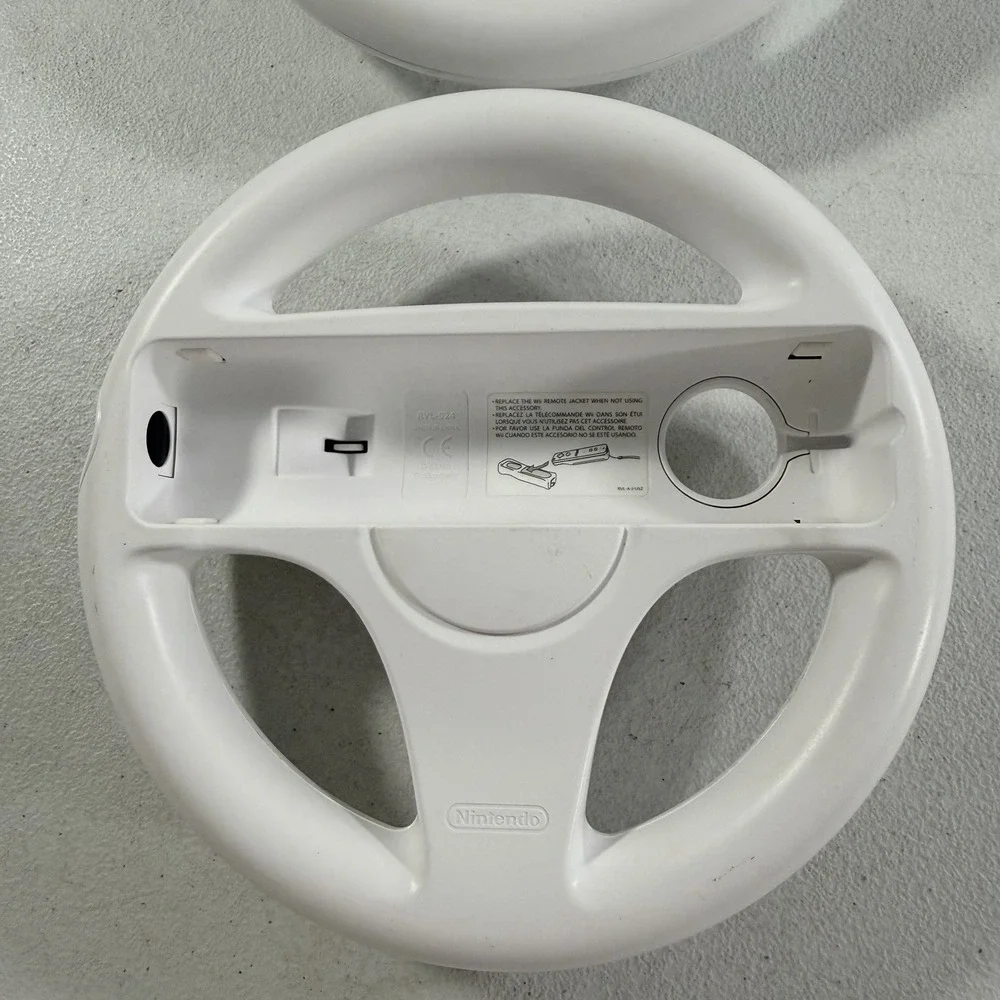 2X Official Nintendo Wii Steering Wheel Mario Kart OEM White RVL-024 Lot of 2